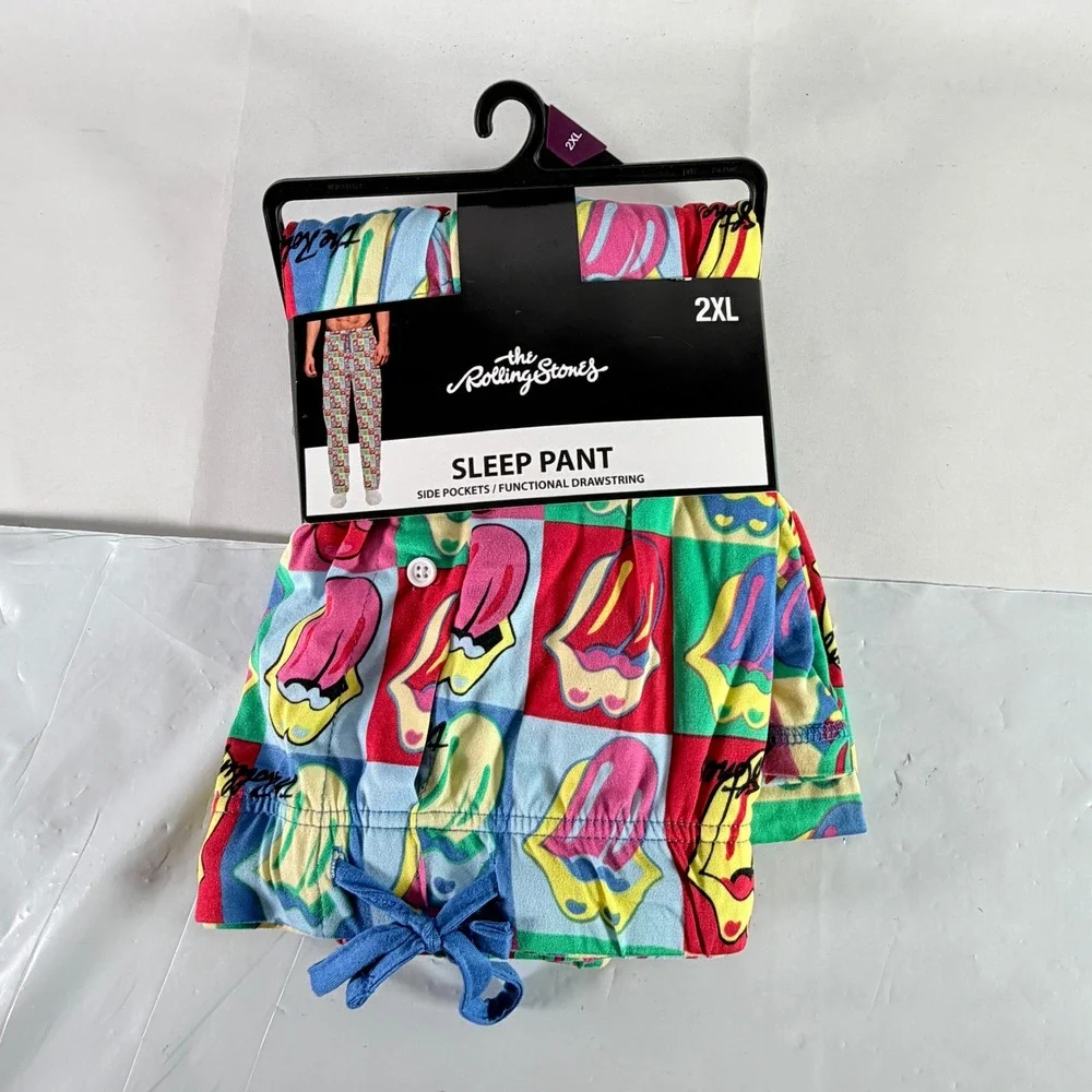 The Rolling Stones Pop Tongue AOP Sleep Pants Men's Size 2XL Lounge Pajama NWT